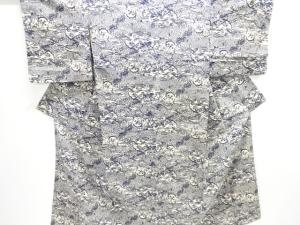 大正ロマン　型染家屋風景模様手織り紬着物